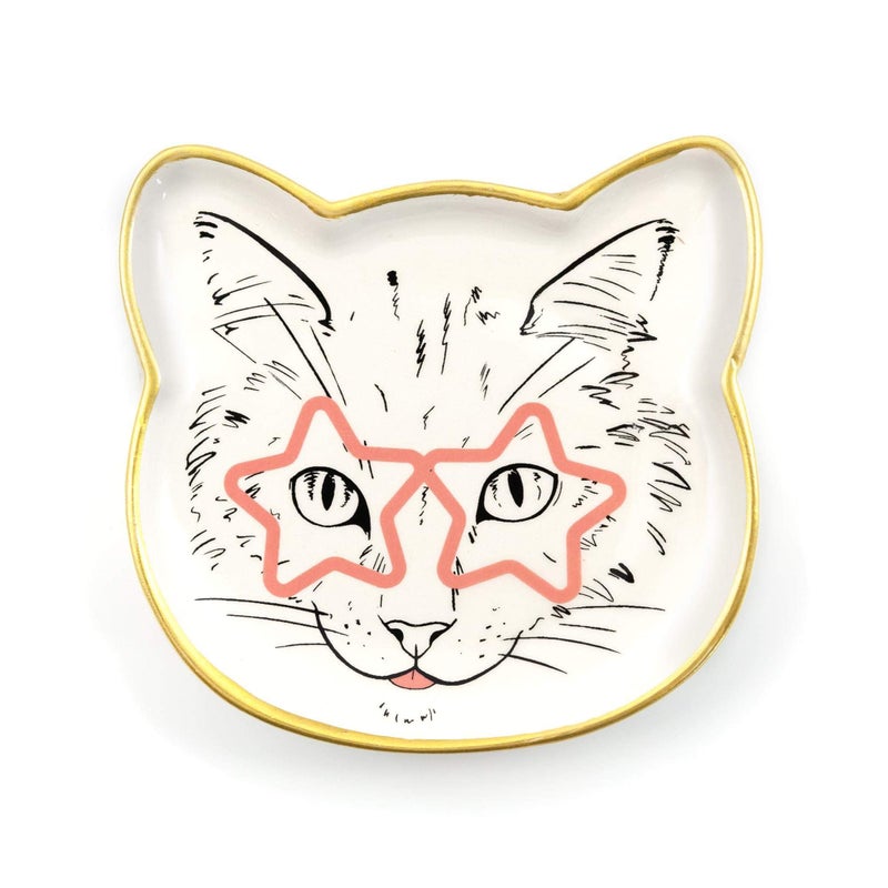Toynk Cat Dish Plate | Small Ceramic Catchall Dish for Treats, Keys, Change, & More | Feed Your Pets Or Store Your Valuables - Image 1